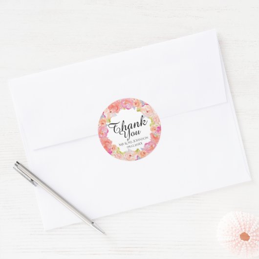 Blumendesign in Aquarelltönen Runder Aufkleber (Umschlag)