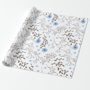 Blumendesign in blau und braun geschenkpapier