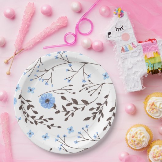 Blumendesign in blau und braun pappteller (Party)