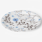 Blumendesign in blau und braun pappteller (Schrägansicht)