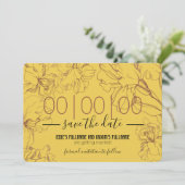 Blumendesign in Gelb-Mustard-BG-Hochzeit für Kontu Save The Date (Stehend Vorderseite)