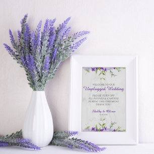 Blumendesign in Lila, nicht gesteckter Hochzeit Poster