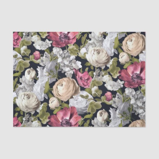 Blumendesign mit Anemonen und Rose Seidenpapier (Vorderseite)