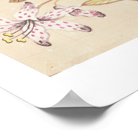 Blumendesign mit Bauern, Lilien und Rose für S Poster (Ecke)