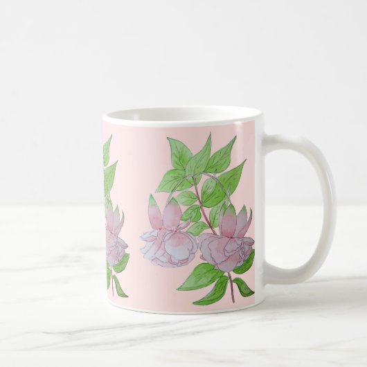 Blumendesign mit hübsch rosa Blume Kaffeetasse (Rechts)