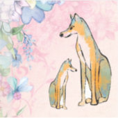 Blumendesign mit Hunden Vinyl Sticker (Vorderseite)