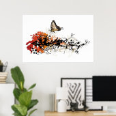 Blumendesign mit Schmetterling Poster (Heimbüro)