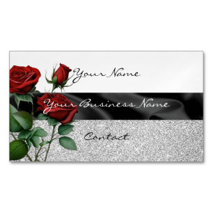 Blumendesign mit simuliertem Glitzer elegant Magnetische Visitenkarte