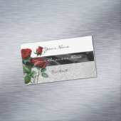 Blumendesign mit simuliertem Glitzer elegant Magnetische Visitenkarte (Beispiel)