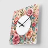 Blumendesign Quadratische Wanduhr (Winkel)