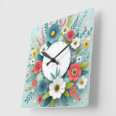 Blumendesign Quadratische Wanduhr (Winkel)