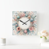 Blumendesign Quadratische Wanduhr (Zuhause)
