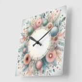 Blumendesign Quadratische Wanduhr (Winkel)