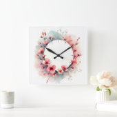 Blumendesign Quadratische Wanduhr (Zuhause)