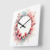 Blumendesign Quadratische Wanduhr (Winkel)