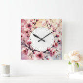 Blumendesign Quadratische Wanduhr (Zuhause)