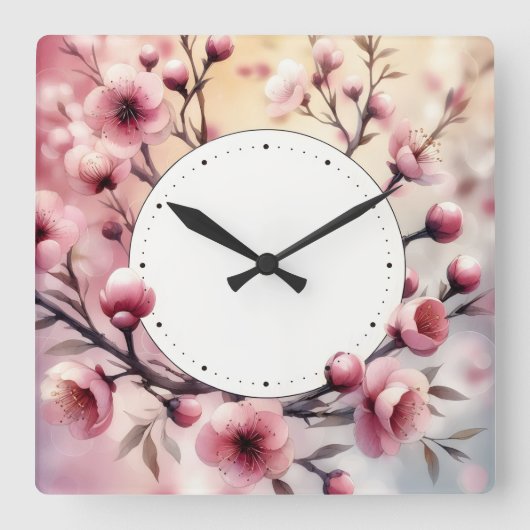 Blumendesign Quadratische Wanduhr (Vorderseite)