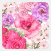 Blumendesign Quadratischer Aufkleber (Vorderseite)