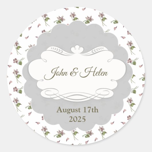 Blumendesign Runder Aufkleber (Vorderseite)