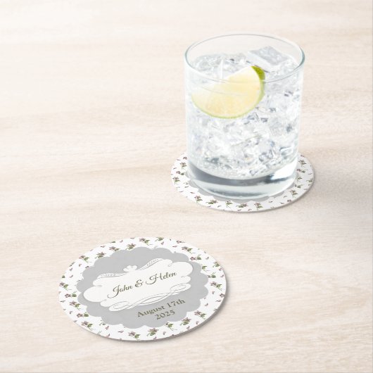 Blumendesign Runder Pappuntersetzer (Vor Ort)