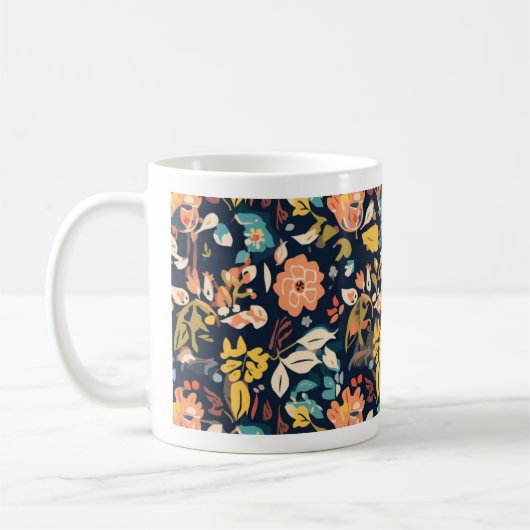 Blumendesign-Tasse (navy) Kaffeetasse (Links)