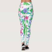 Blumendesign, viele Rose und grüne Blätter Leggings (Rückseite)