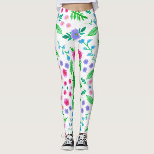 Blumendesign, viele Rose und grüne Blätter Leggings