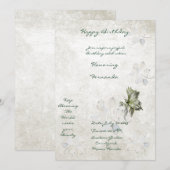 Blumendesign von Weiß und Grün Geburtstag Einladun Einladung (Vorne/Hinten)