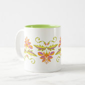 Blumendesign Zweifarbige Tasse (Vorderseite Links)