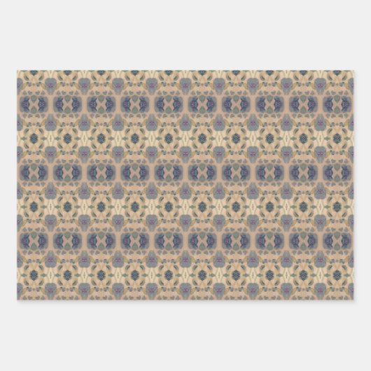 Blumendesigner Gemustert Geschenkpapier Set (Vorderseite 3)