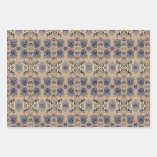 Blumendesigner Gemustert Geschenkpapier Set (Vorderseite 2)