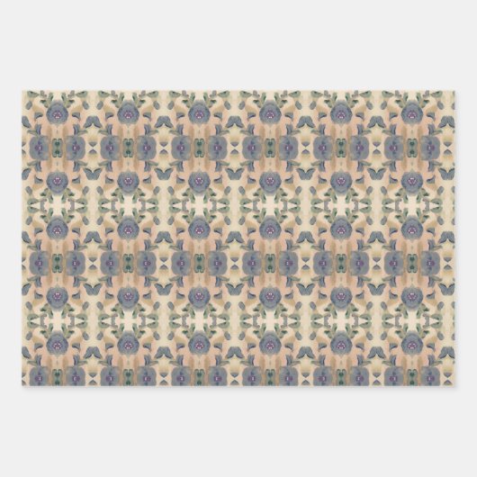 Blumendesigner Gemustert Geschenkpapier Set (Vorderseite)