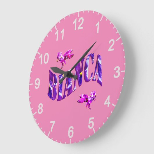 Blumendesignter Bianca Name, Wall-Uhr Große Wanduhr (Winkel)