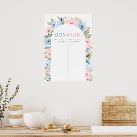 Blumendiagramm von Jungen oder Mädchen, raten Sie Poster (Küche)