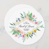 Blumendiamant-Brautjungfern-Trauzeugin Einladung (Vorne/Hinten)