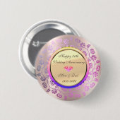 Blumendiamant Rose Gold 50. Hochzeitstag Button (Vorne & Hinten)