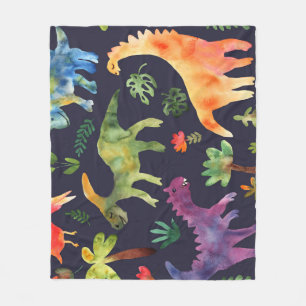 Blumendinosaurier: Design der Aquarellstoffe Fleecedecke
