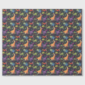 Blumendinosaurier: Design der Aquarellstoffe Geschenkpapier (Flach)