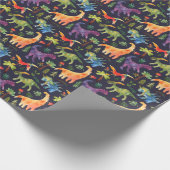 Blumendinosaurier: Design der Aquarellstoffe Geschenkpapier (Ecke)