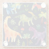Blumendinosaurier: Design der Aquarellstoffe Glasuntersetzer (Rückseite)