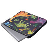Blumendinosaurier: Design der Aquarellstoffe Laptopschutzhülle (Vorne Knopf)
