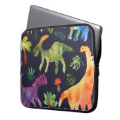 Blumendinosaurier: Design der Aquarellstoffe Laptopschutzhülle (Vorderseite Links)