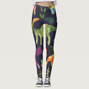 Blumendinosaurier: Design der Aquarellstoffe Leggings