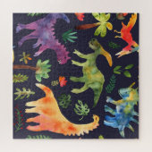 Blumendinosaurier: Design der Aquarellstoffe Puzzle (Horizontal)