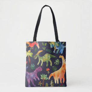 Blumendinosaurier: Design der Aquarellstoffe Tasche