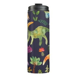 Blumendinosaurier: Design der Aquarellstoffe Thermosbecher