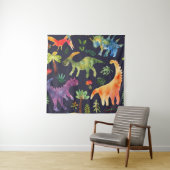 Blumendinosaurier: Design der Aquarellstoffe Wandteppich (Beispiel)