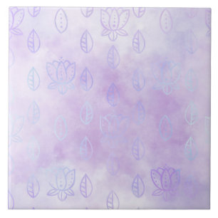 Blumendoodle auf Lila Nebel Fliese