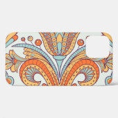 Blumendoodle-Damast, folklorloses Muster. Case-Mate iPhone Hülle (Rückseite (Horizontal))