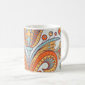 Blumendoodle-Damast, folklorloses Muster. Kaffeetasse (VorderseiteRechts)